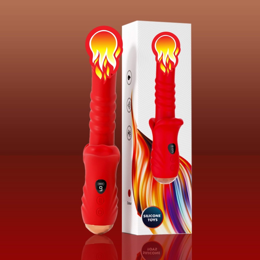 Thrusting Massager Telescopic Vibrator Wanita Lembut Mulut Alat Bantu
