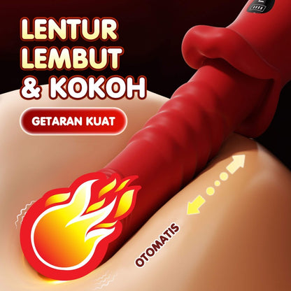 Thrusting Massager Telescopic Vibrator Wanita Lembut Mulut Alat Bantu