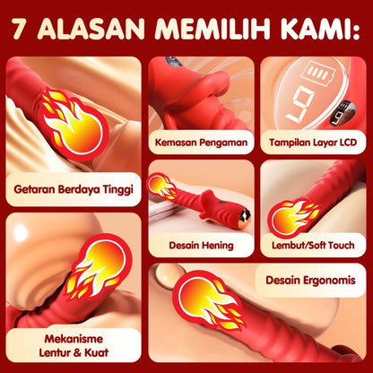 Thrusting Massager Telescopic Vibrator Wanita Lembut Mulut Alat Bantu